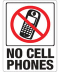 Tough As Nails Weather Resistant Plastic Signs, 12 By 8.5 Inch High Contrast Outdoor Business Info Boards, No cell phones warning sign