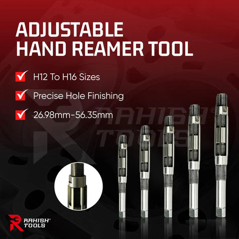 Adjustable Hand Reamer Tool for precise hole finishing in metal and wood with carbon steel blades and mild steel body