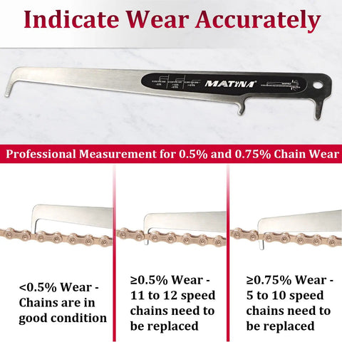 CC-4 Bike Chain Wear Gauge And Checker Tool with chain wear measure for 0.5% and 0.75% accurate readings.