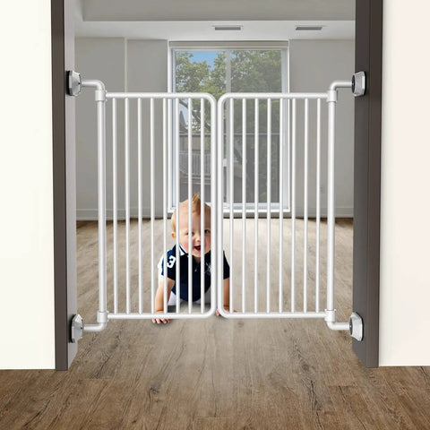 Baby Gate Wall Protector 4 Pack White, Soft Rubber Backing Guards Walls And Doorways From Pet Gates, No Bolts Needed