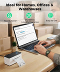 Bluetooth Shipping Label Printer 4x6 Inch For Windows Mac Android iOS, High Speed Inkless Thermal Printing For USPS UPS Etsy Shopify Poshmark