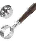 58mm Bottomless Portafilter Featuring Smooth Wood Ergonomic Handle And Double Shot Filter Basket For Breville Oracle Espresso Machines with removable basket.
