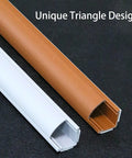 Game Changer Self Adhesive Cable Hider For Zero Mess Walls Smooth Pvc Cord Cover featuring brown and white triangular cable ducts.