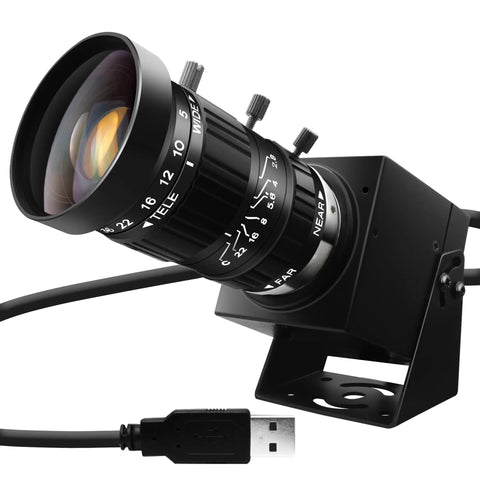 Front view of 5-50mm 10X USB Zoom Camera With 12MP Sensor 1080P 120FPS Varifocal CS Mount Lens for streaming and video calls