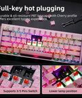 Sixty One Key Mechanical Gaming Keyboard With Fully Hot Swappable Switches And Dope Adjustable RGB Lighting showing PBT keycaps and RGB features.