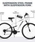 27.5 Inch Mountain Bike For Adults With Dual Suspension And 18 Speeds, Trail-Ready All Terrain MTB For Men And Women side view