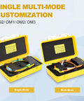 Image showing two yellow cases with single and multi-mode OTDR extension cables.