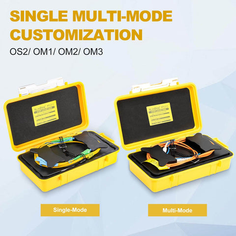 Image showing two yellow cases with single and multi-mode OTDR extension cables.