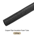 2 Pack Pipe Insulation Foam Tubes 0.6 Inch ID By 1 Inch OD 3 Feet Long Black Keeps Copper Water Lines From Freezing Heat Preservation