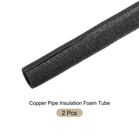 2 Pack Pipe Insulation Foam Tubes 0.6 Inch ID By 1 Inch OD 3 Feet Long Black Keeps Copper Water Lines From Freezing Heat Preservation