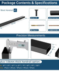 6'6" black handrail with measurement details for Straight Up Premium Stainless Steel Black Handrail For Modern Deck Cable Railing System.