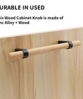 Black T Bar Cabinet Pulls 3.78 Inch Hole Distance, Solid Wood With Aluminum Base, installed on cabinet