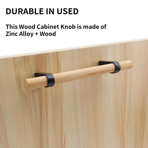 Black T Bar Cabinet Pulls 3.78 Inch Hole Distance, Solid Wood With Aluminum Base, installed on cabinet