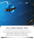 Scratch Repair Pen For Cars And More shown with visible scratches on blue car door highlighting repair capability