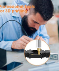 Person using soldering iron to install M4 Heat Set Threaded Inserts For 3D Printed Parts Brass Knurled Nuts on plastic projects