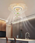 Ceiling Fan with Light 18.5 Inch App-Controlled Efficient Motor Finish, modern design with acrylic shade in a kitchen setting.