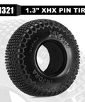 XHX Pin Tires For 1.3 Inch Wheels Fit TRX4M And SCX24 Rock Crawlers, 72x24 Mm, S5 Compound, side view with tread pattern