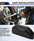 Heavy Duty Downtube Ebike Battery Case For Up To Ninety One 18650 Cells Diy Electric Bike Pack With Rock Solid Mechanical Lock And Thirty Six Volt Ready Setup For Daily Rides mounted on a bicycle frame.