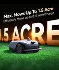 X2 Pro Auto Mapping Robot Lawn Mower on grass, covers up to 1.5 acre, with perimeter wire-free setup and LiDAR AI vision