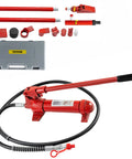 6 Ton Porta Power Kit With 1.2m Oil Hose Hydraulic Jack Ram For Auto Body Frame Repair, tools and case, red equipment.
