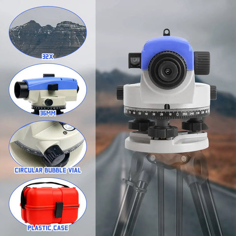 32X Optical Auto Level for Transit Survey With 360 Degree Rotary Dials and durable plastic case