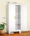 White Metal Storage Cabinet 61 Inch Heavy Duty Steel Cabinet With Doors And 3 Adjustable Shelves Built Tough For Home Office Kitchen