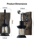 Dope Industrial Antique Wall Lantern With Pulley Sconce, rustic wood backing, and glass light, 13 inches high, 5.9-inch diameter