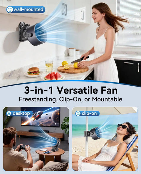Rechargeable Clip On Fan 4000mAh With 100 Speed Touch Control LED Display 360 Degree Rotation Quiet Turbo Desk Fan USB