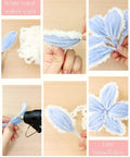 Dope 350 Piece Pipe Cleaner Flower Kit With Tutorial, Five Color Options, showing blue chenille stems in crafting steps.