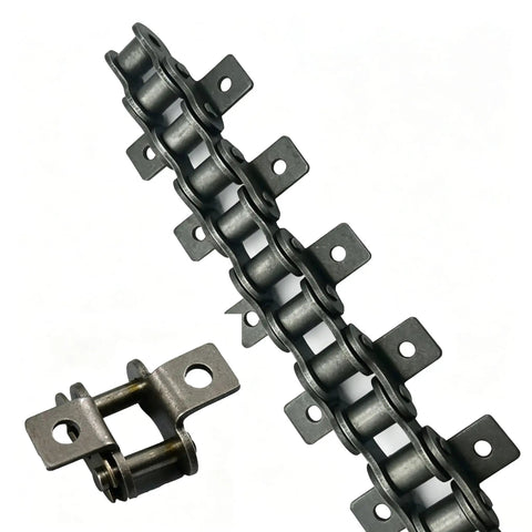 Ready To Use 1.5m Roller Chain 06B With Ears For Conveyor Replacement 9.525mm Pitch close-up view showing link details.