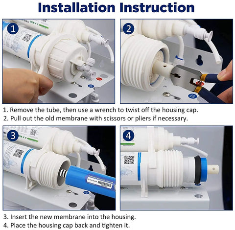 Installation instructions for High Flow 150 GPD RO Membrane Replacement for Under Sink Water Purifier System