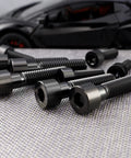 Heavy Duty Titanium Socket Head Bolts M6x1.0x30mm Black Din912 Hex Cap Screws 5 Pack detailed view on textured surface.