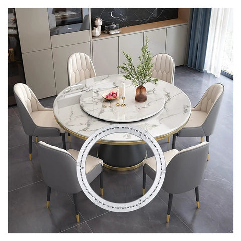 Dining table with marble top using Built Tough Heavy Duty Turntable Base Bearing For 8 To 32 Inch Tables, 360 degree rotation