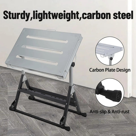 Built Tough Folding Welding Table 44 By 21 Inches Heavy Duty Steel Workbench with carbon steel anti-slip design.