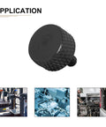 M3x6mm Knurled Thumb Screws 10 Pack Aluminum Alloy Black For PC Computer Cases, close-up view, showcasing knurl grip and threading.