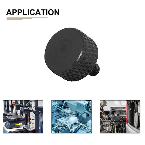 M3x6mm Knurled Thumb Screws 10 Pack Aluminum Alloy Black For PC Computer Cases, close-up view, showcasing knurl grip and threading.