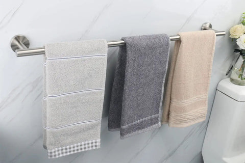 Heavy Duty 30 Inch Stainless Steel Bath Towel Bar Wall Mounted Towel Rack Hanger Built Tough Brushed Nickel SUS304 Thickened Metal Rustproof Space Saving Bathroom Organizer with towels