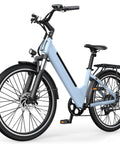 Blue Electric Bike For Adults With 1000W Peak Motor 20 MPH Top Speed 26 Inch Step Through Frame 50 Mile Range 48V Removable Battery