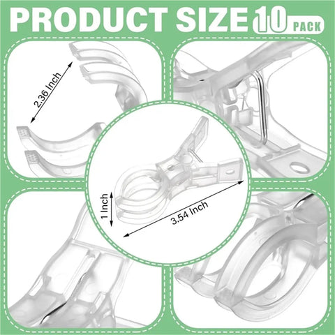 Heavy Duty Balloon Clamps Secure Airtight Seal For Arch Decorations, Prevents Deflation, Holds Tens Of Helium Or Latex Balloons Perfect For Party Backdrops And Events Without Messy Tape Strips, 10 pack, clear plastic, 3.54 inch