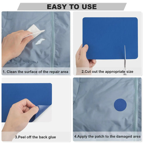 Steps to use 8 Pack Nylon Repair Patches Self Adhesive 7.87 By 5.9 Inch Waterproof Fabric Patches for clothing repair