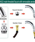 Swivel Faucet Adapter Kit For Garden Hose 360 Degree Rotation Three Quarter Inch GHT Thread Multi Thread Connector For Bathroom Kitchen Portable Washer Balcony Sprinklers No Tools Required Easy Install, M22 22mm chrome brass adapter