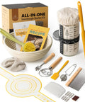 All In One Sourdough Starter Kit With 9 Inch Round Banneton Baskets And 24 Oz Starter Jar Easy Rise Dough Proofing Tools For Beginners