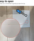 Wood Grain Self Adhesive Access Panel For Plumbing Electrical Hvac Wall Cover With Slick Snap Latch, showing easy pry open clip detail.