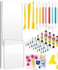 57 Piece Polymer Clay Tools Set With Acrylic Roller, Sheets, Scrapers, 12 Modeling Tools And 40 Stainless Steel Round Cutters