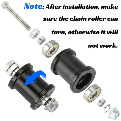 8mm Mini Bike Chain Tensioner With One And Three Quarters Inch Roller parts and assembly instructions