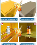 Comparison of Built Like A Tank Flammable Safety Cabinet For Hazardous Chemical Storage features: double-layer steel vs single-layer, with guide channels.