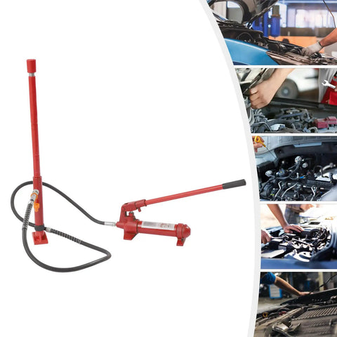 Heavy Duty Auto Body Frame Repair Tool Kit With Storage Case Red - 15-Piece Set includes hydraulic ram and pump.
