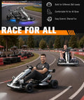 Teens racing McLaren Licensed 48V Electric Go Kart for Teens 14 Plus with Handbrake, 3 Speed Transmission on track