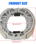 Rear Drum Brake Shoes Replacement For Mini Bikes And Scooters 105mm showing dimensions and springs included