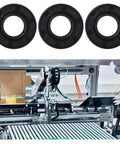 Three black nitrile rubber double-lip rotary shaft oil seals, 12x24x4.5mm, front view.